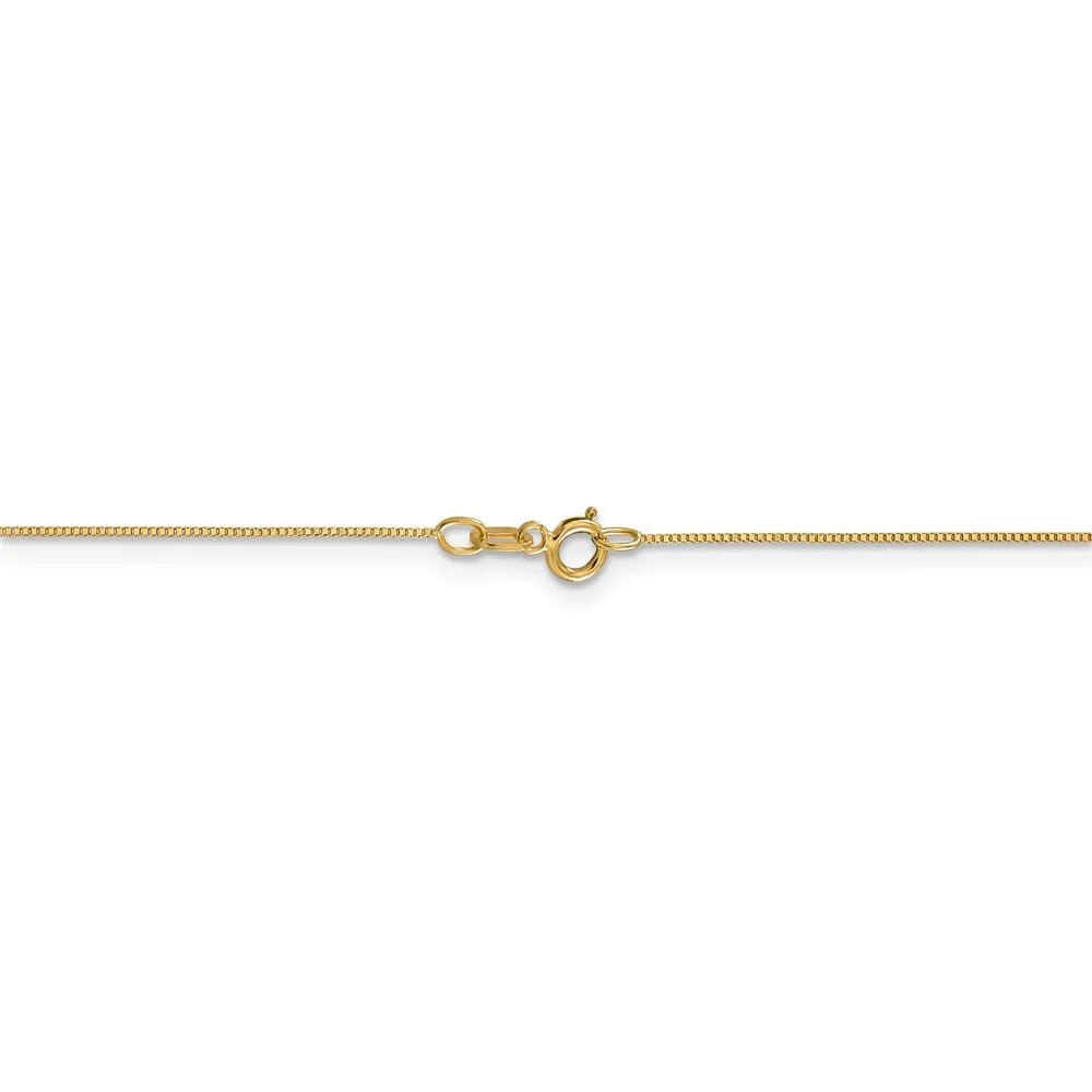 0.5mm, 14k Yellow Gold Solid Box Chain Necklace