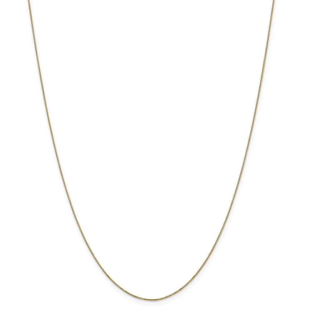 0.5mm, 14k Yellow Gold Solid Box Chain Necklace