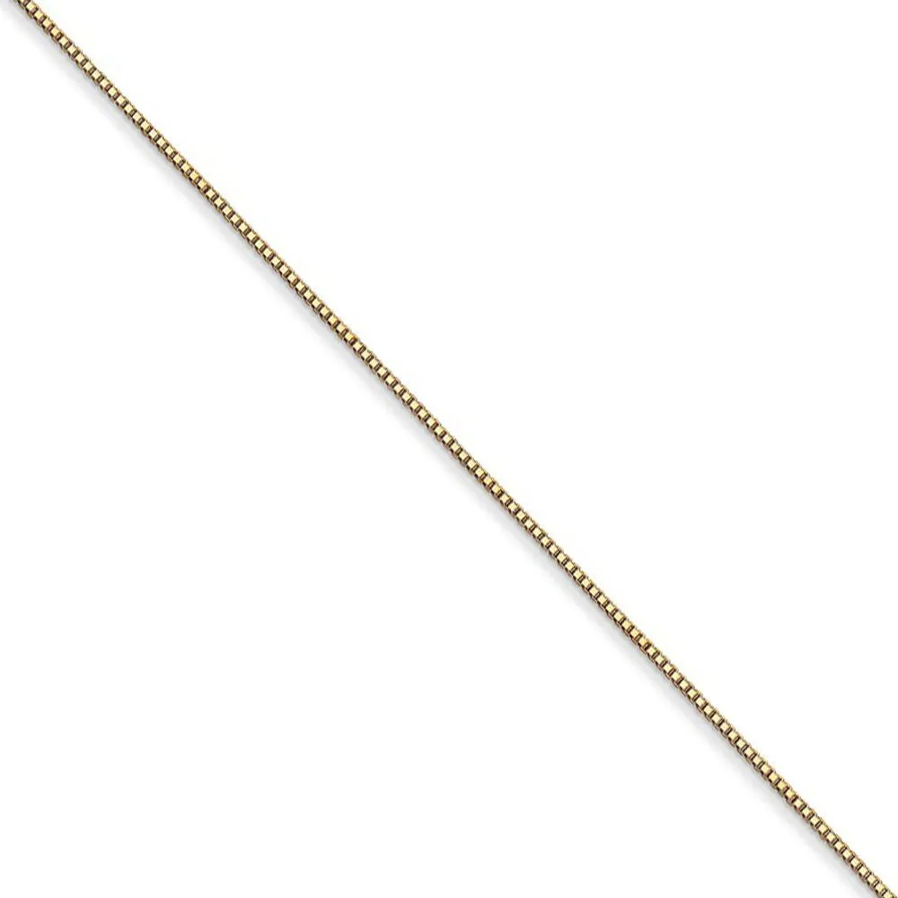 0.5mm, 14k Yellow Gold Solid Box Chain Necklace