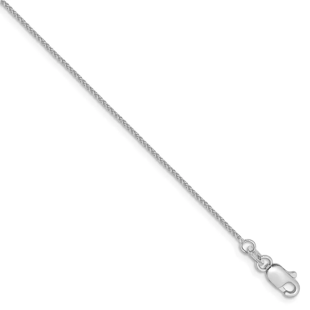 0.8mm 14k White Gold, Solid Spiga Chain Bracelet, 6 Inch