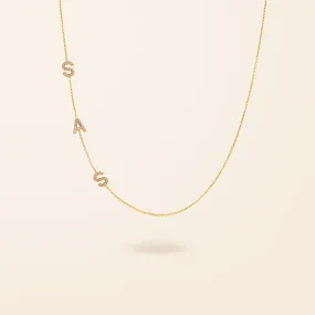 10K Gold Asymmetrical Diamond Initial Necklace