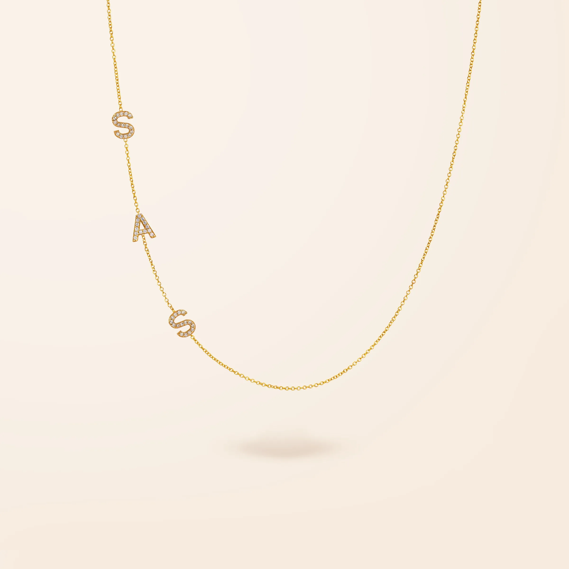 10K Gold Asymmetrical Diamond Initial Necklace