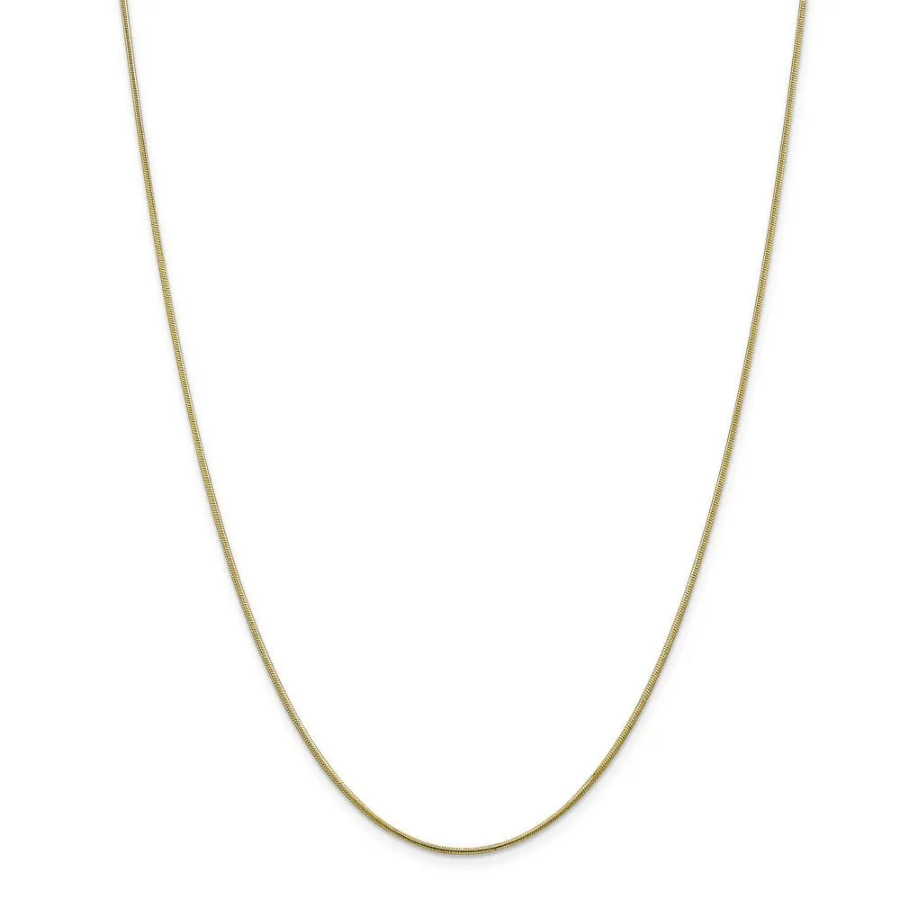 1.1mm 10k Yellow Gold Solid Round Snake Chain Necklace