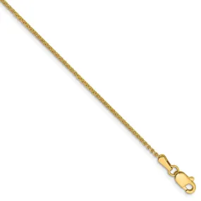 1.2mm 14k Yellow Gold, Solid D/C Spiga Chain Anklet