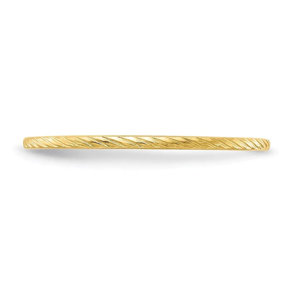 1.2mm 14k Yellow Gold Twisted Pattern Stackable Band