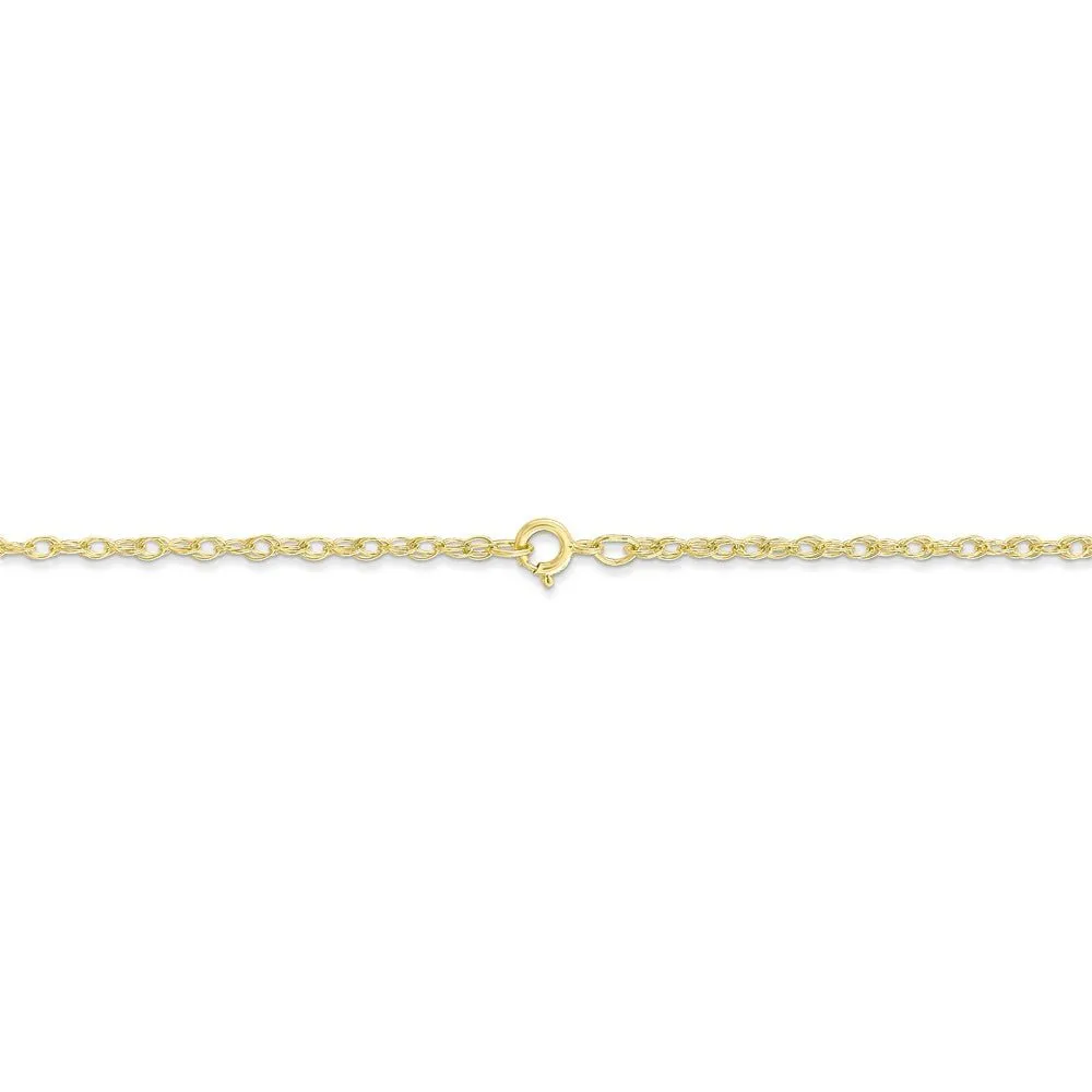 1.35mm 10k Yellow Gold Solid Cable Rope Chain Necklace