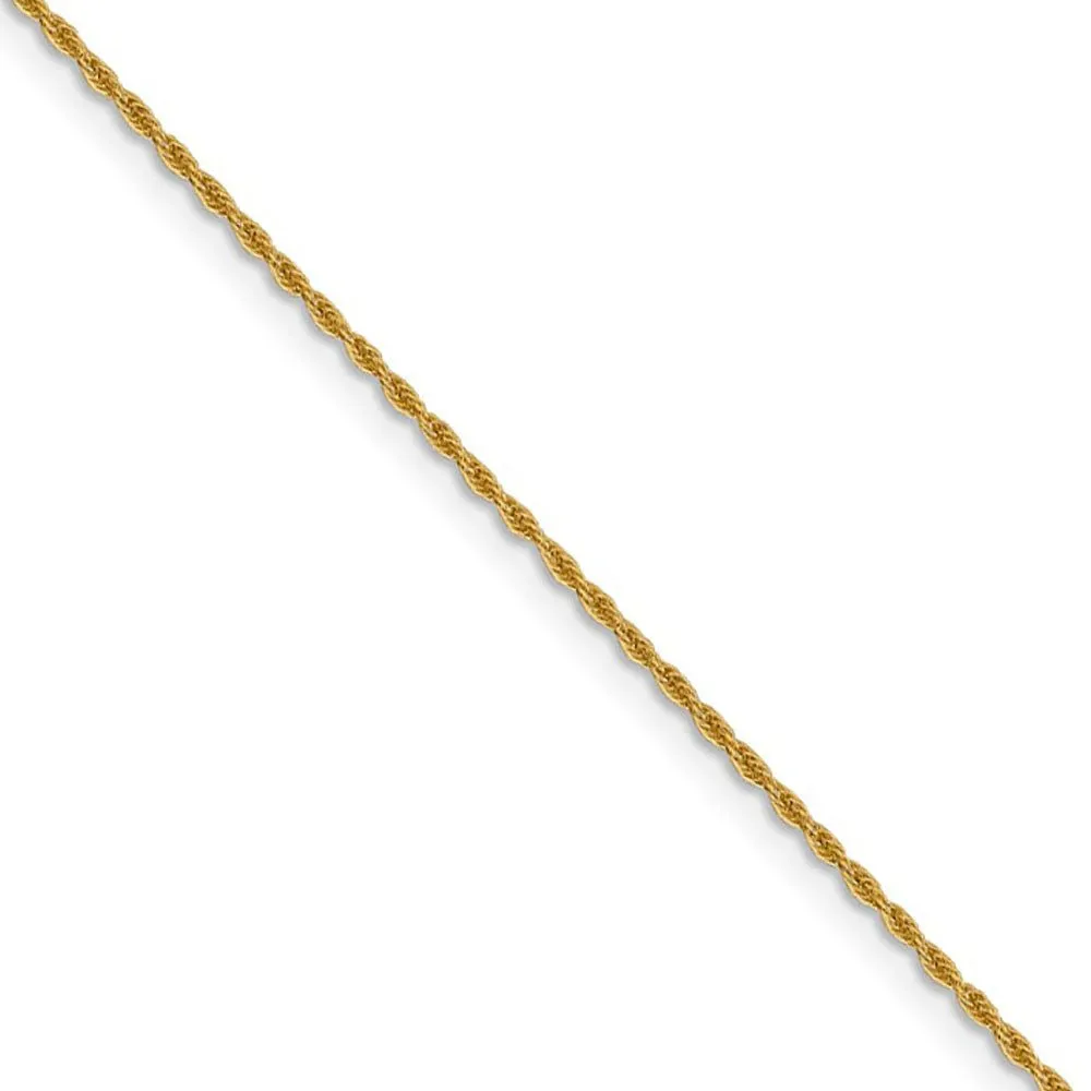 1.3mm 14k Yellow Gold Solid Loose Rope Chain Necklace