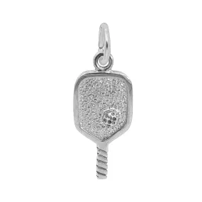 14K White Gold Pickleball Paddle Charm