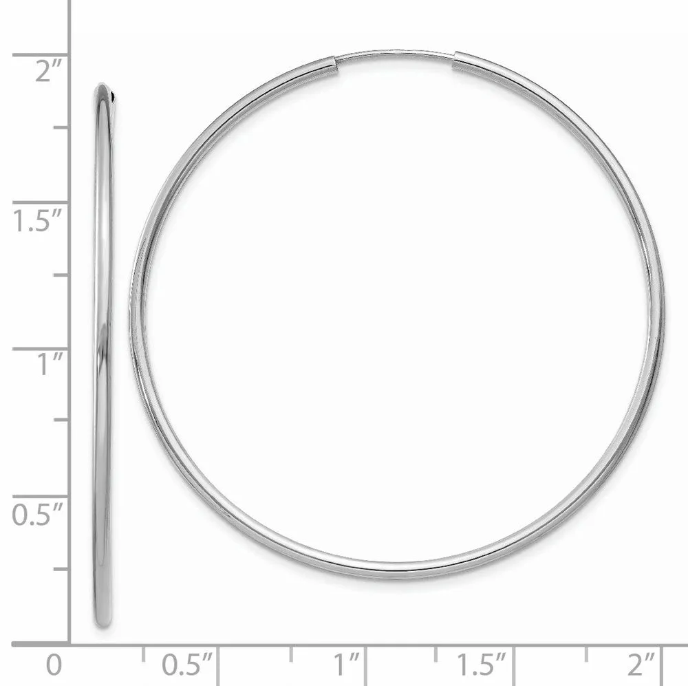 1.5mm, 14k White Gold Endless Hoop Earrings, 46mm (1 3/4 Inch)