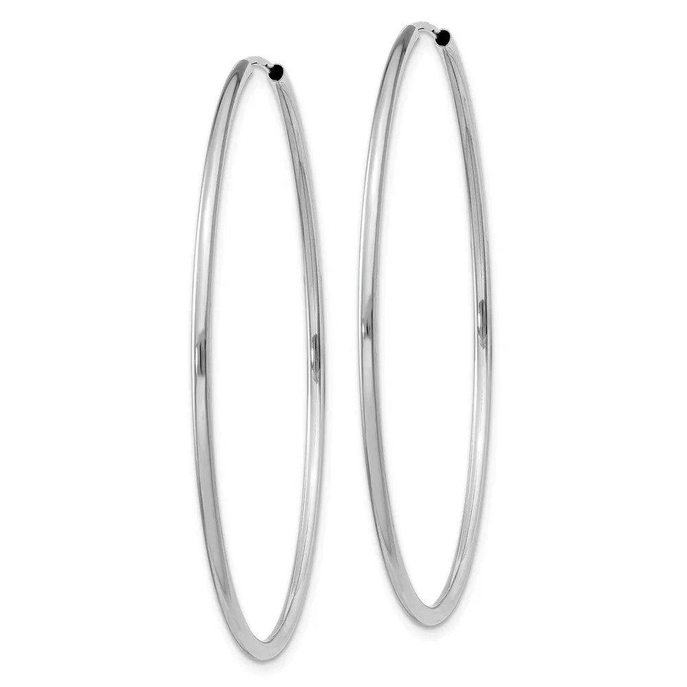 1.5mm, 14k White Gold Endless Hoop Earrings, 46mm (1 3/4 Inch)