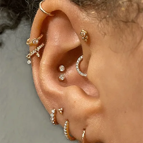 16g Diamond Horizontal Eternity Clicker by Maria Tash in Rose Gold