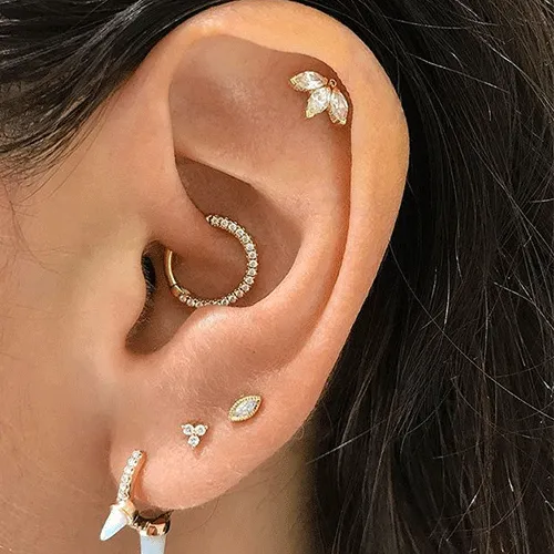 16g Diamond Horizontal Eternity Clicker by Maria Tash in Rose Gold