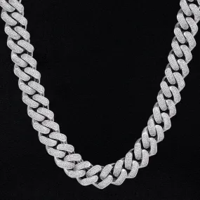 18mm Iced Out Diamond Cuban Link Chain in White Gold KRKC