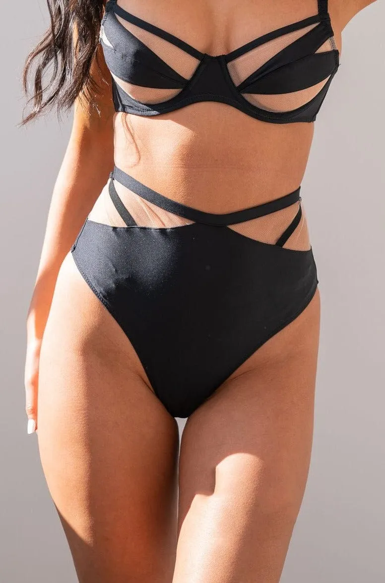 Adele Bottom - Mesh Cut Out High Waist Bottoms Recycled Black