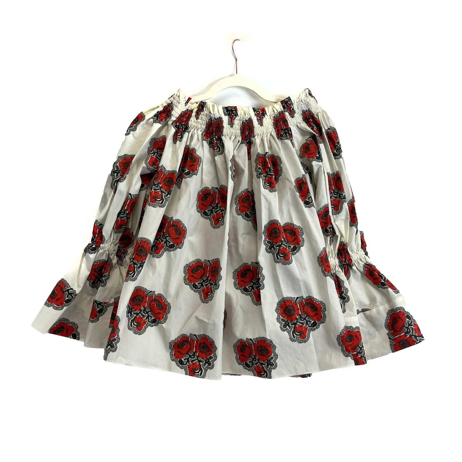 Alexander McQueen - Runway Poppy Off the Shoulder Bell Sleeve Cotton Top 36 US 4