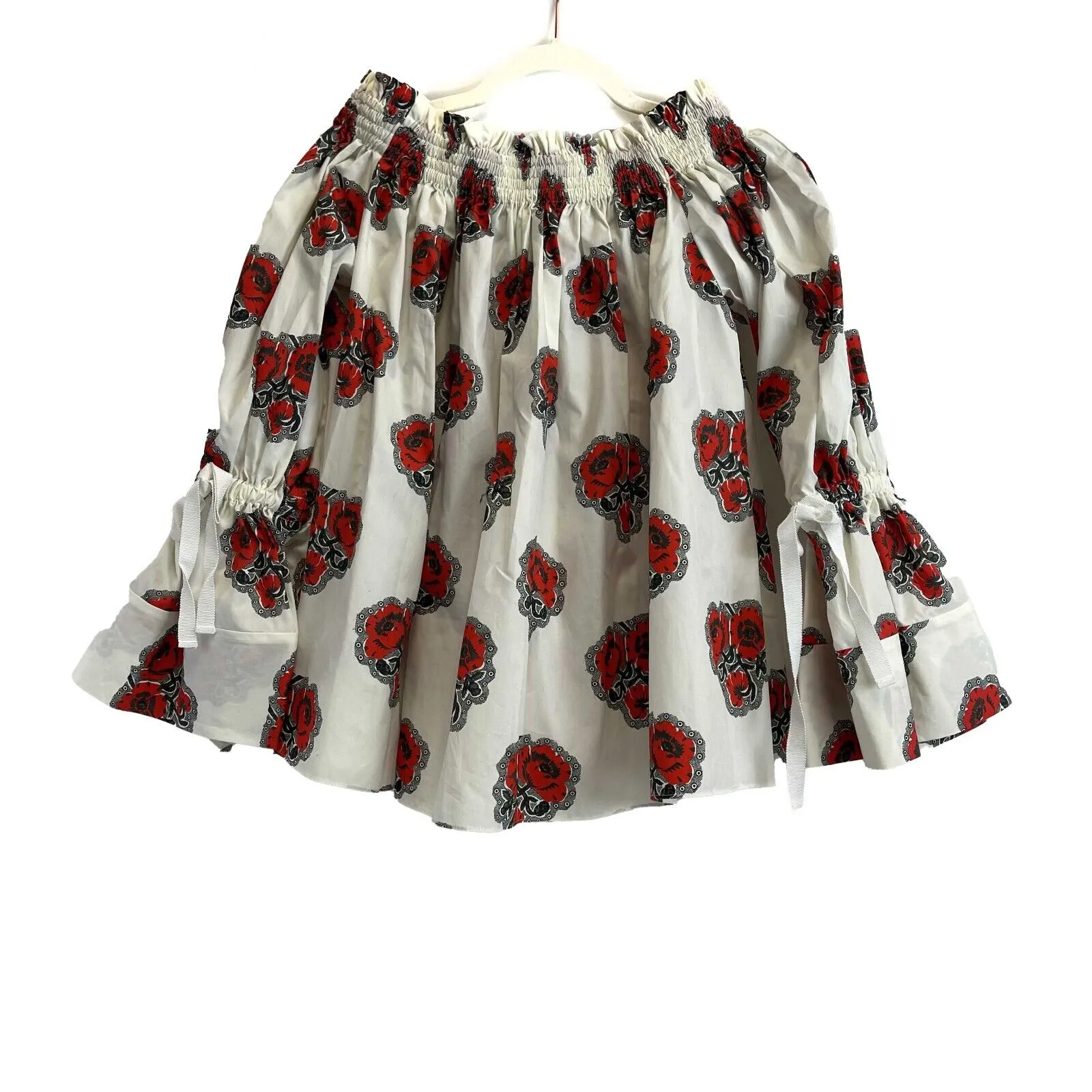 Alexander McQueen - Runway Poppy Off the Shoulder Bell Sleeve Cotton Top 36 US 4