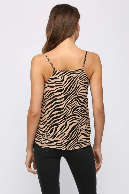 Animal Print Cowl Neck Tank Top