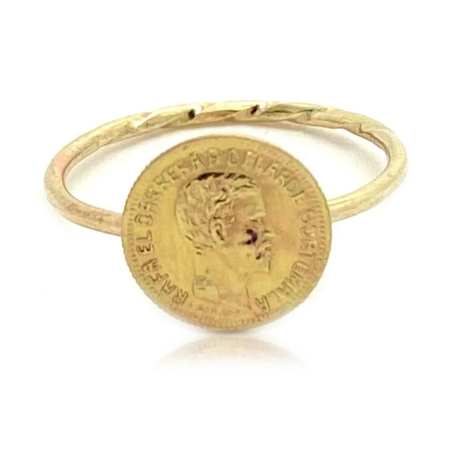 Antique Victorian 9ct Gold Coin Ring