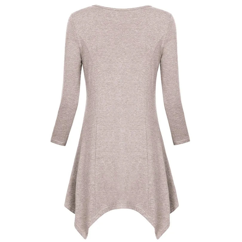 Asymmetrical Hem Long Sleeve Knitted V-Neck Long Sleeve