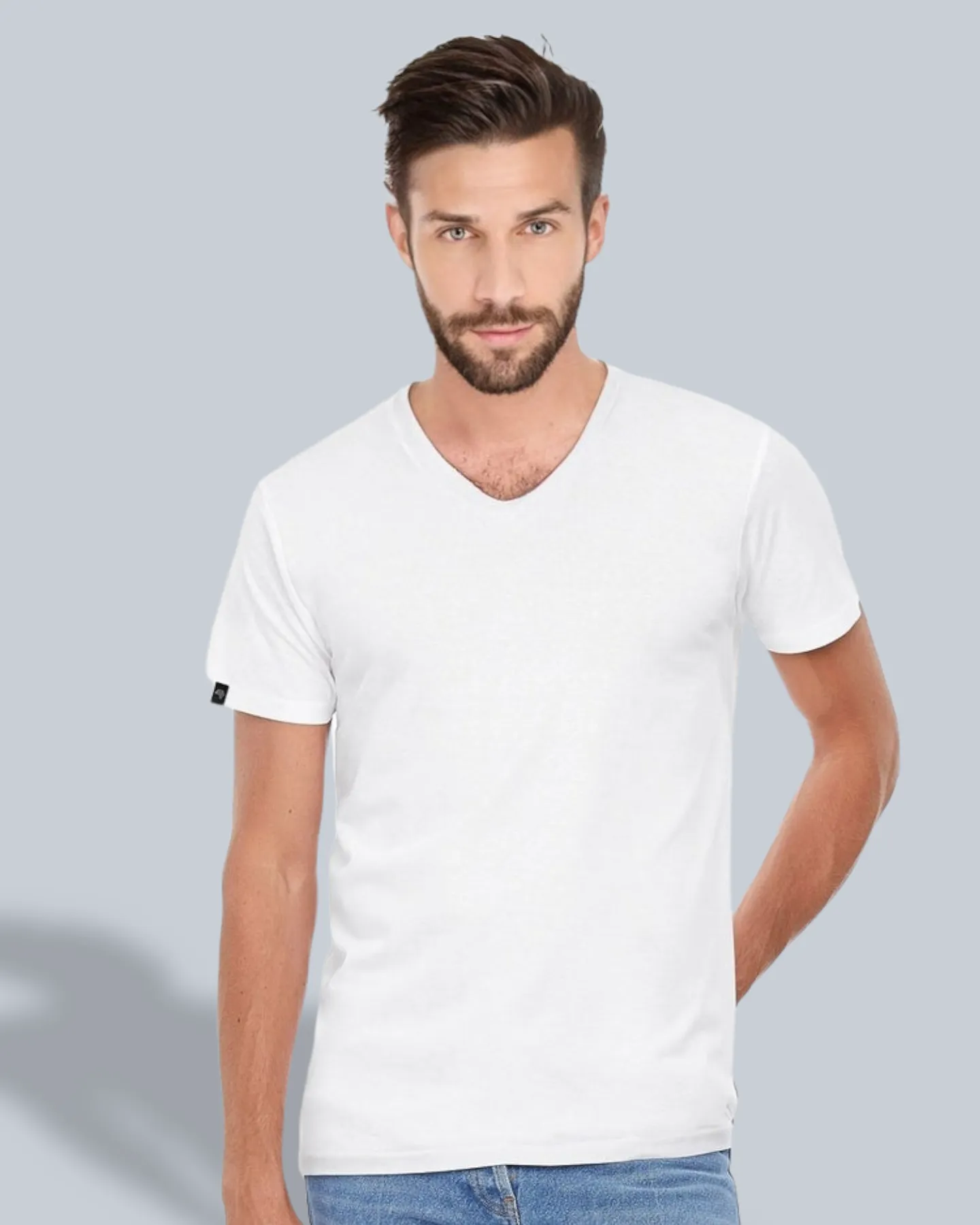 BAC TM044 ― Unisex Bio-Baumwolle V-Neck T-Shirt - Olive Grün