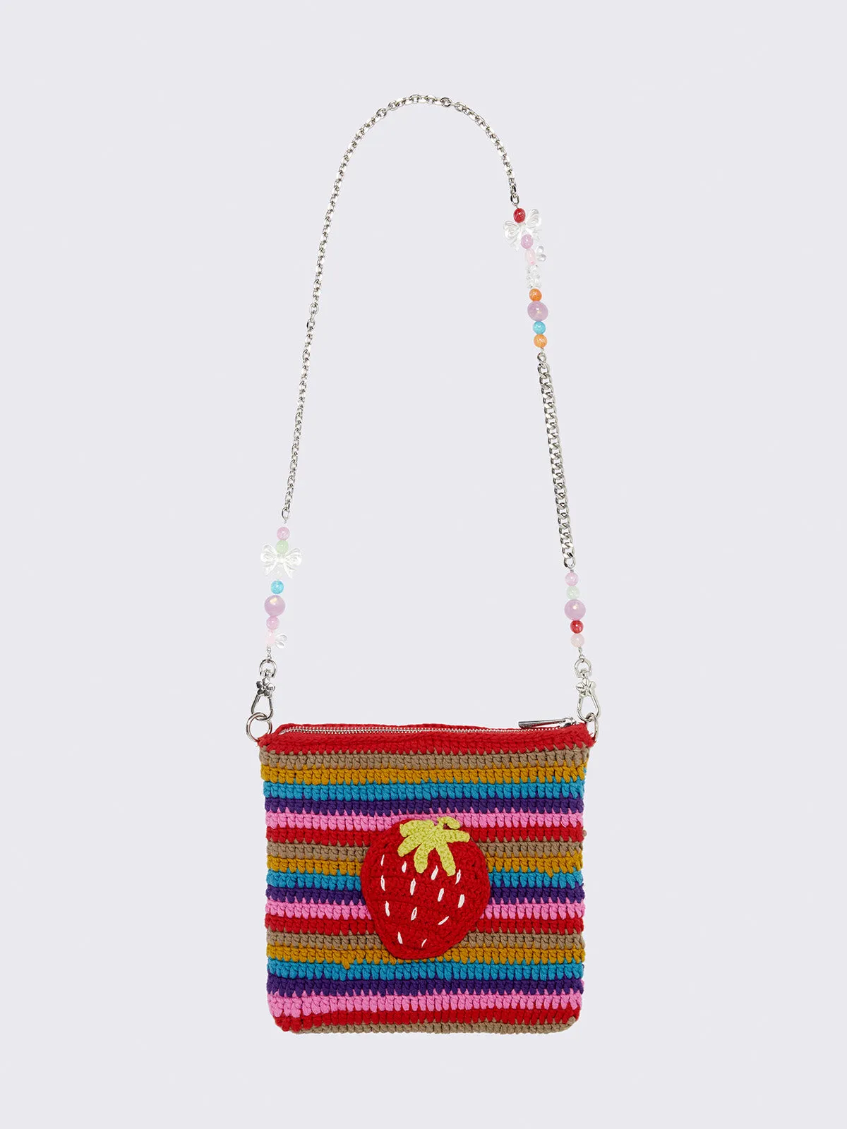 Berry Rainbow Striped Crochet Bag