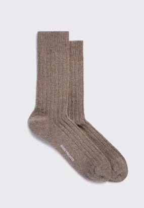 Bjarki Neps Wool Rib Socks - Utility Khaki