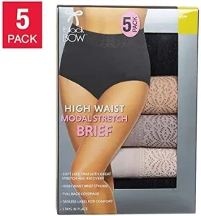 Black Bow Women's High Waist Modal Stretch Brief 5-Pack