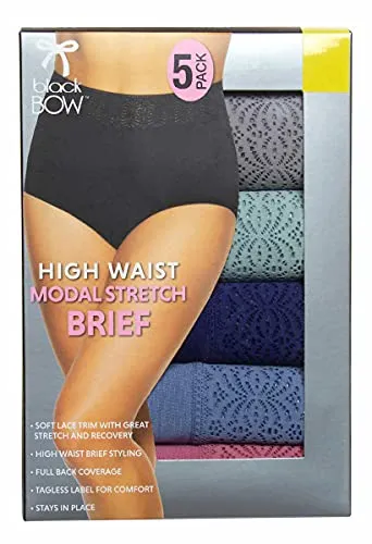 Black Bow Women's High Waist Modal Stretch Brief 5-Pack