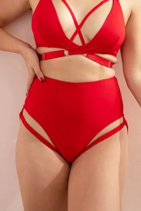 Blaire Bottom - Adjustable Garter High Waist Bottom Recycled Red