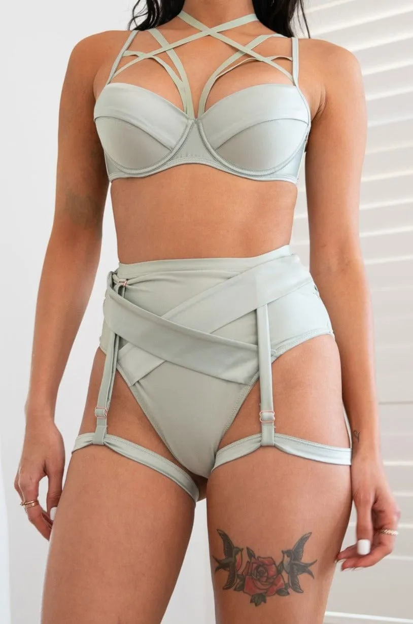 Brianna Bottom - Adjustable Garter High Waisted Bottom Recycled Light Sage