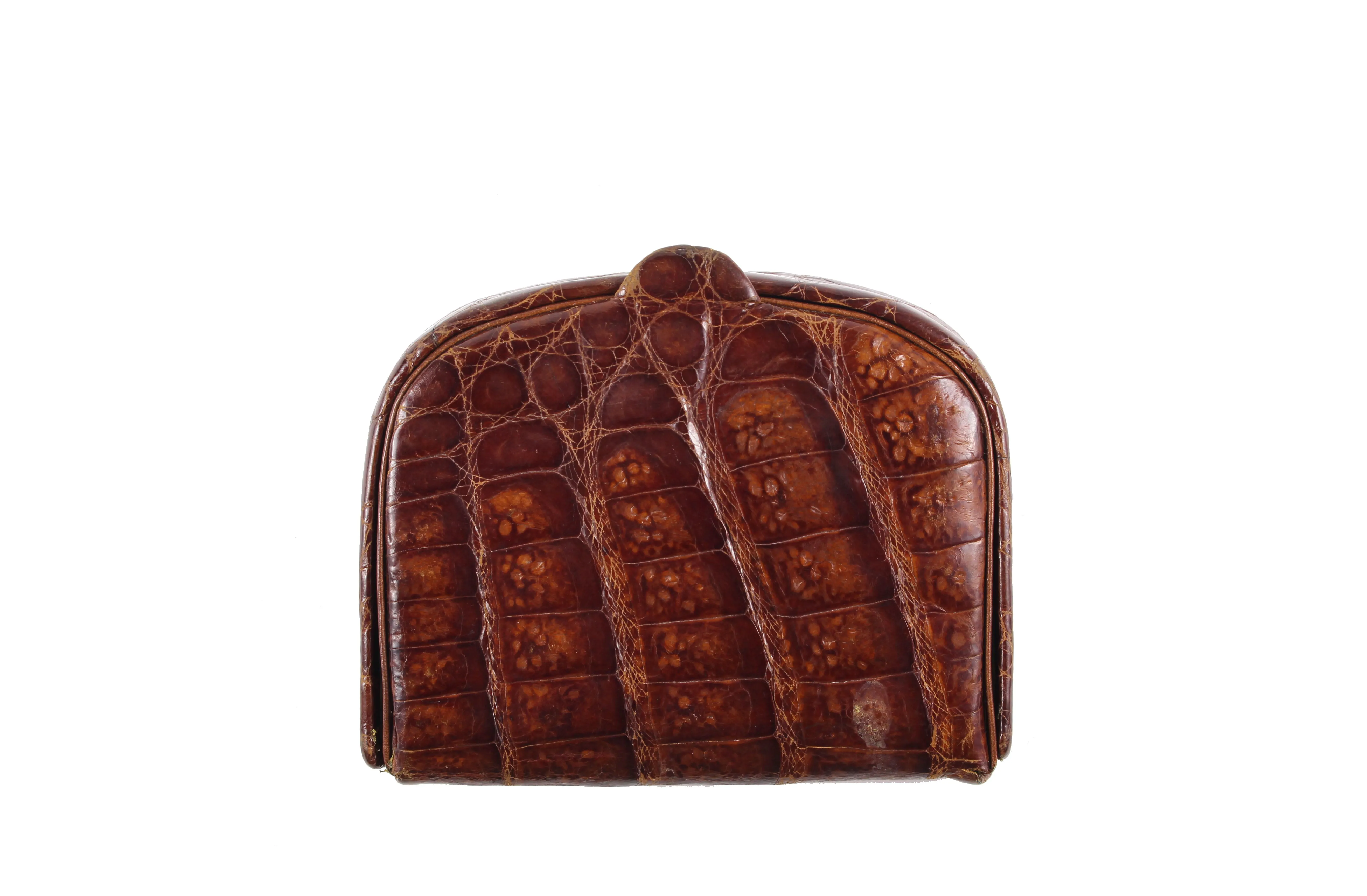 Brown crocodile skin change purse