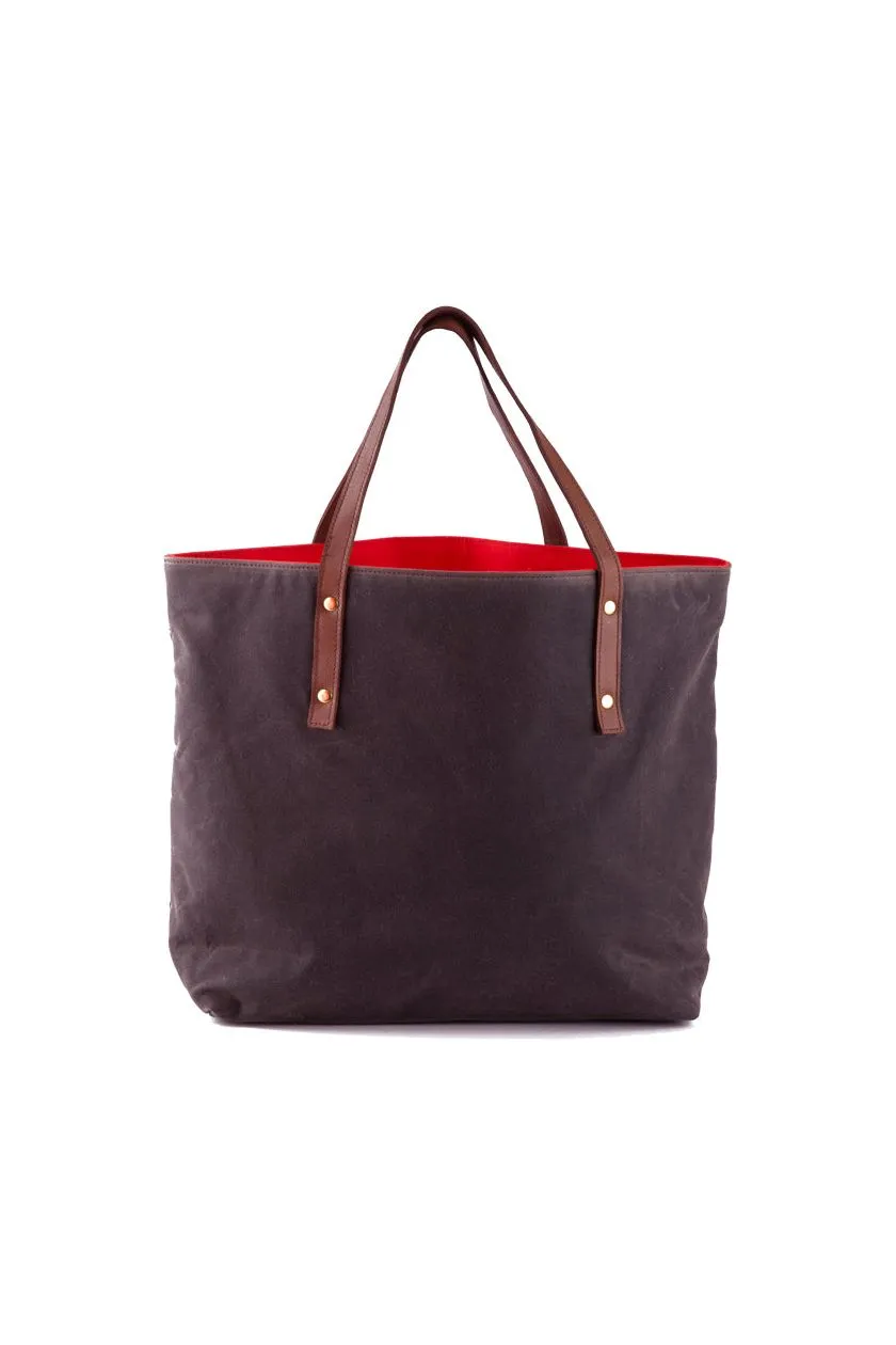 Brown Waxed Cotton Tote Bag