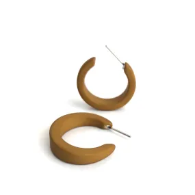 Camel Beige Tapered Matte Hoop Earrings