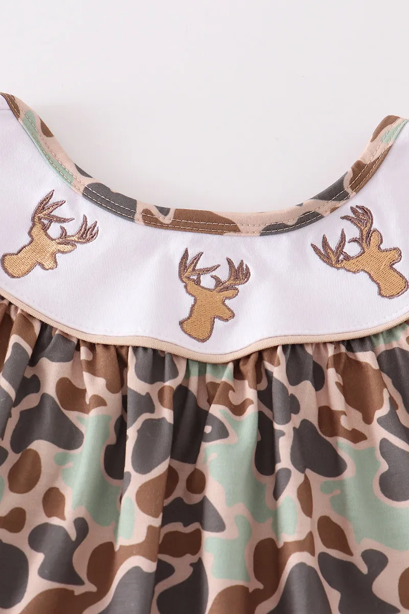 Camouflage antler embroidery dress