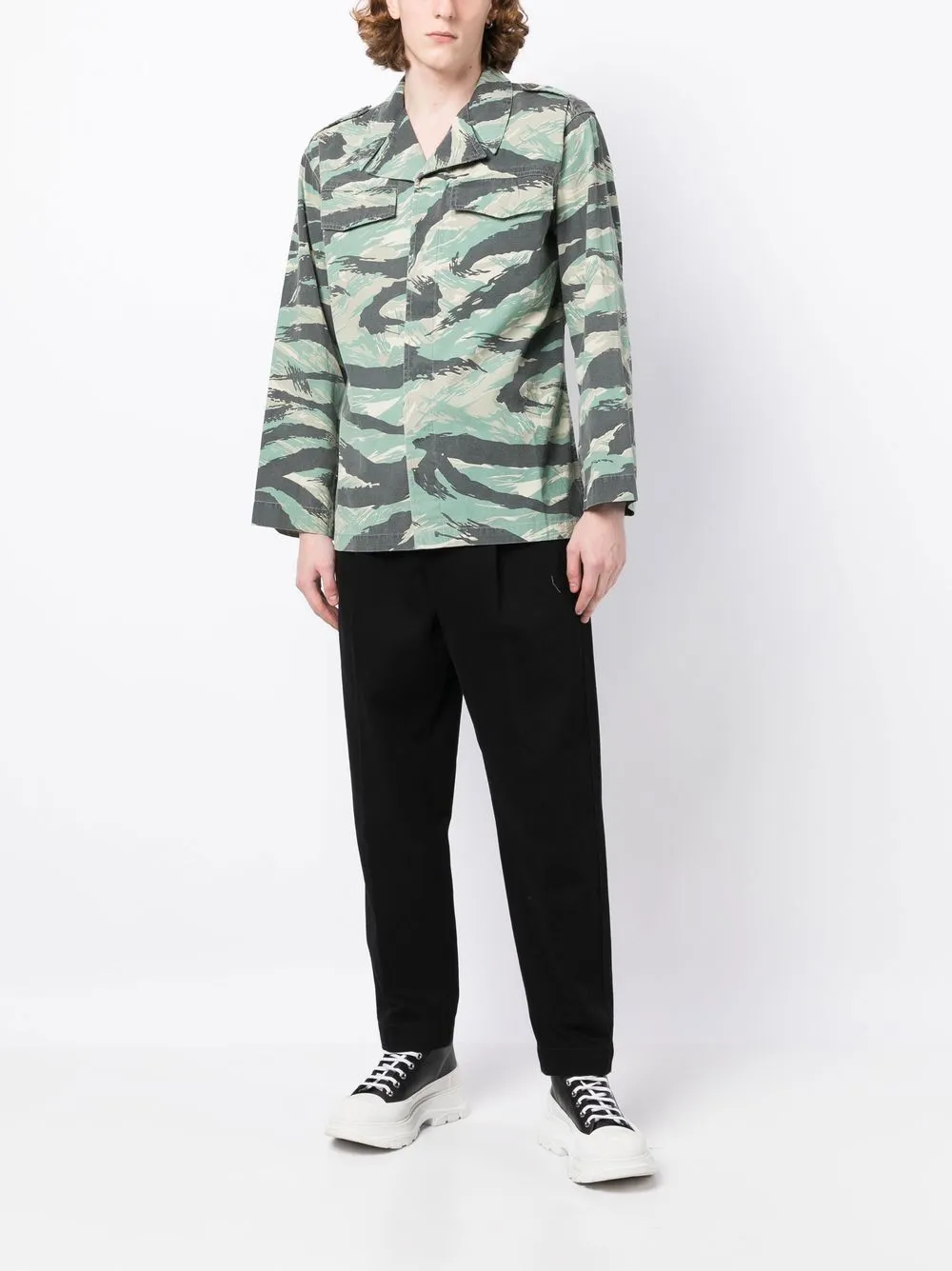 Camouflage-Print Long-Sleeve Shirt