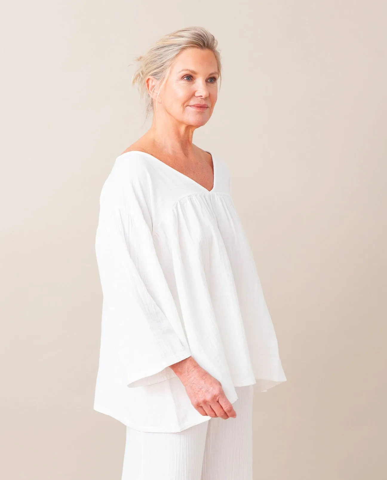 Carlotte Organic Cotton Top In Off White