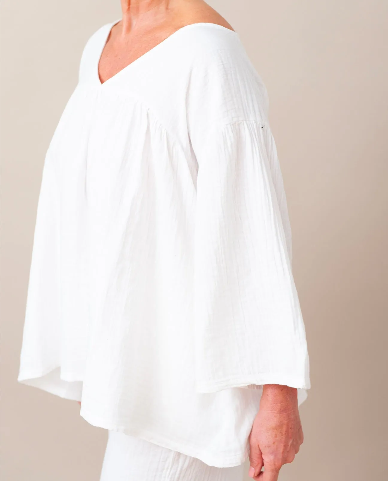 Carlotte Organic Cotton Top In Off White