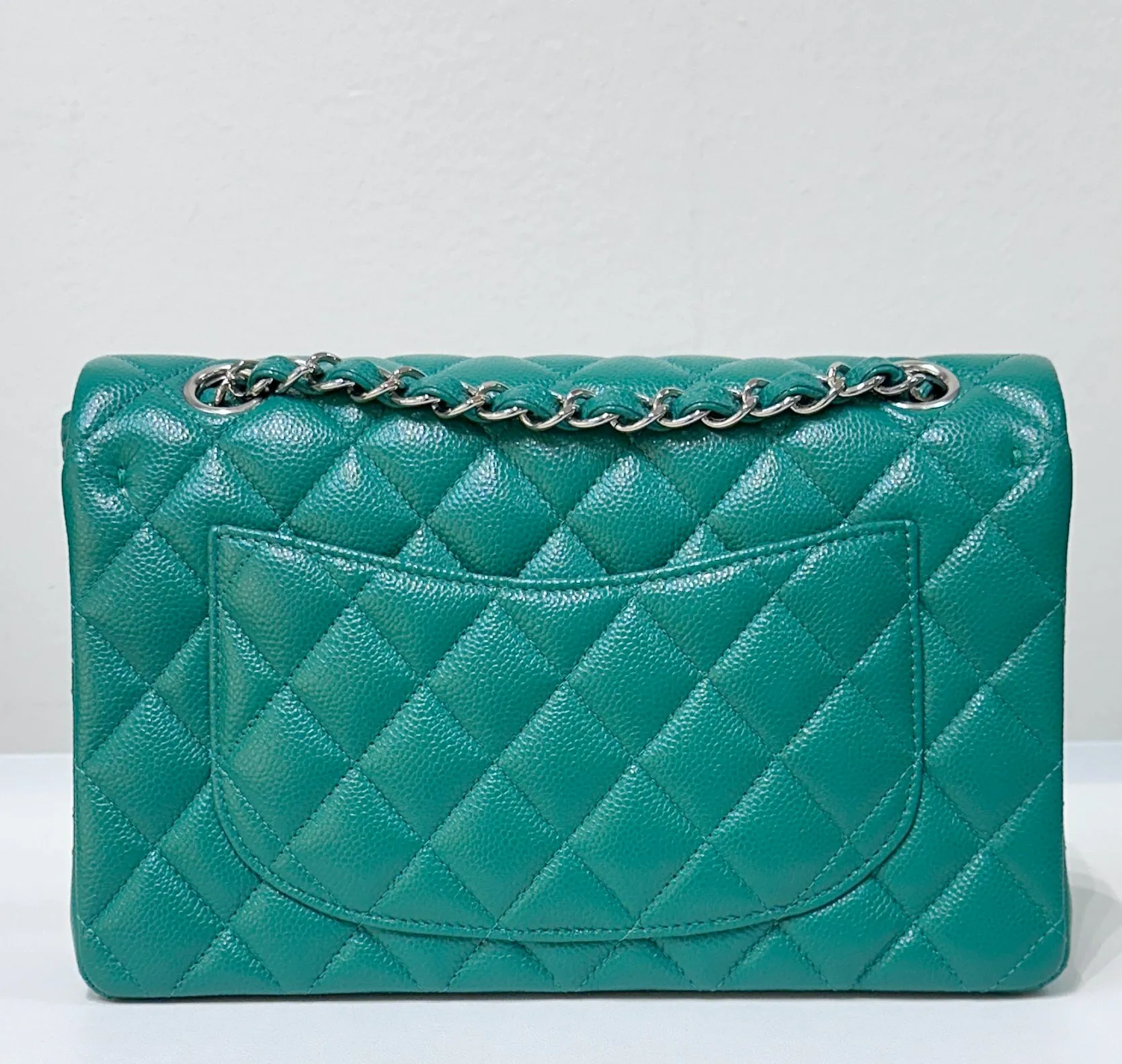 CHANEL 20B Green Classic Small Double Flap Bag