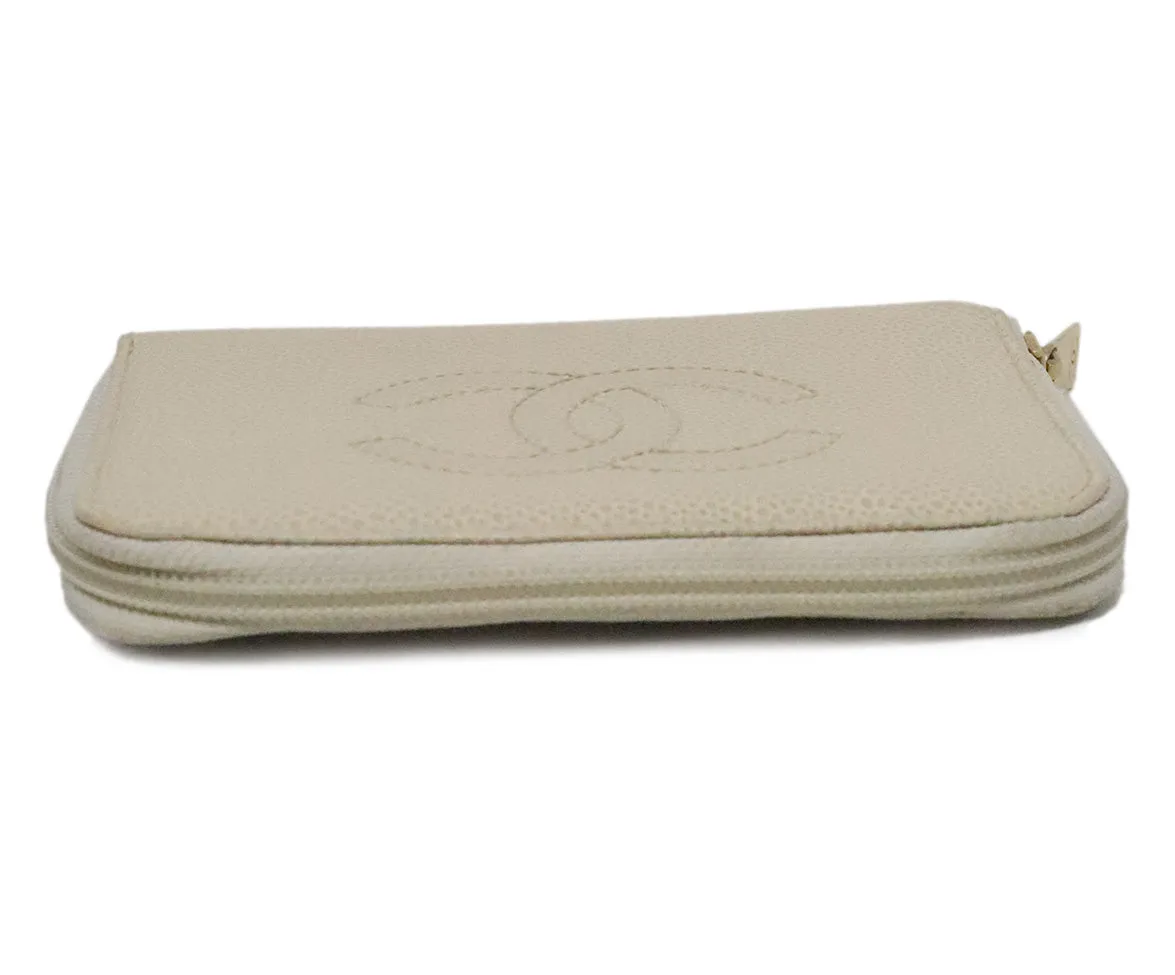 Chanel Beige Caviar Leather Wallet