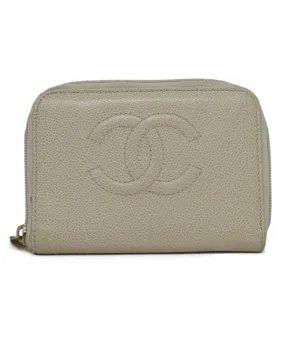 Chanel Beige Caviar Leather Wallet