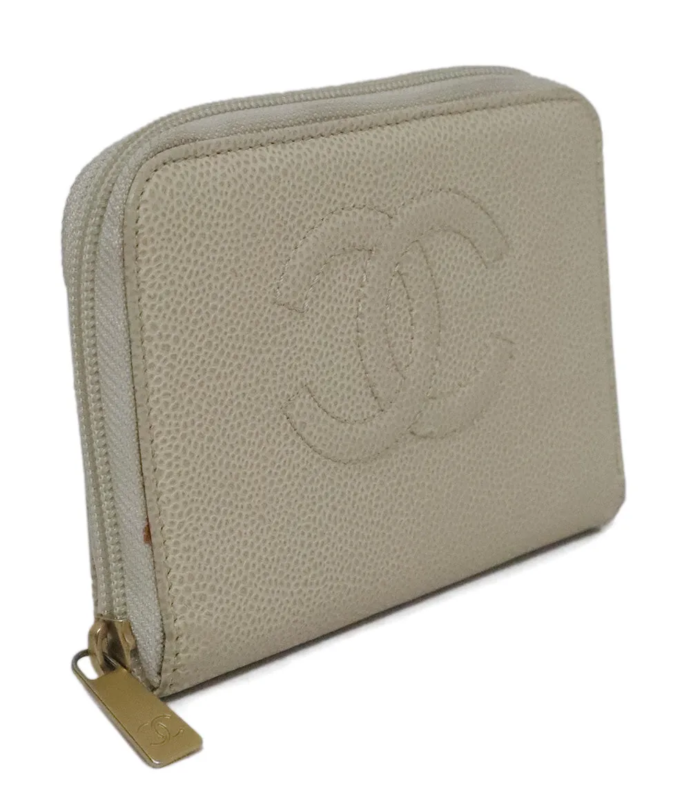 Chanel Beige Caviar Leather Wallet