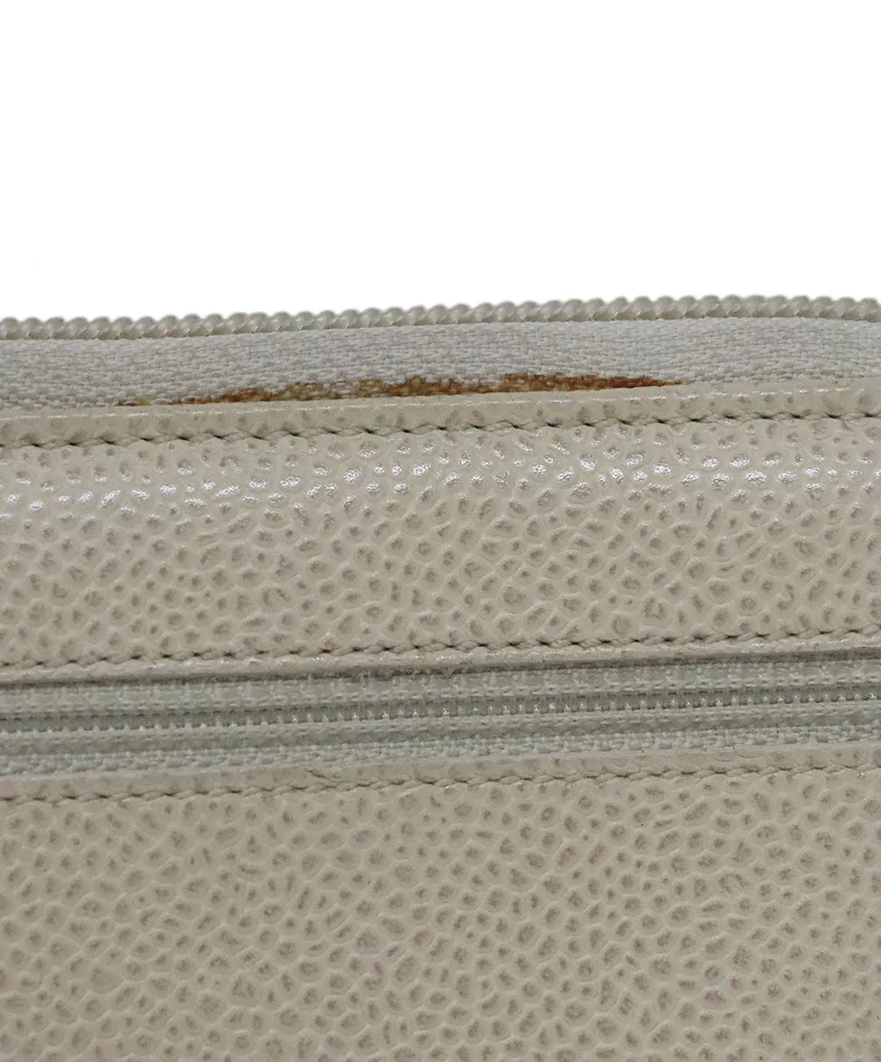 Chanel Beige Caviar Leather Wallet