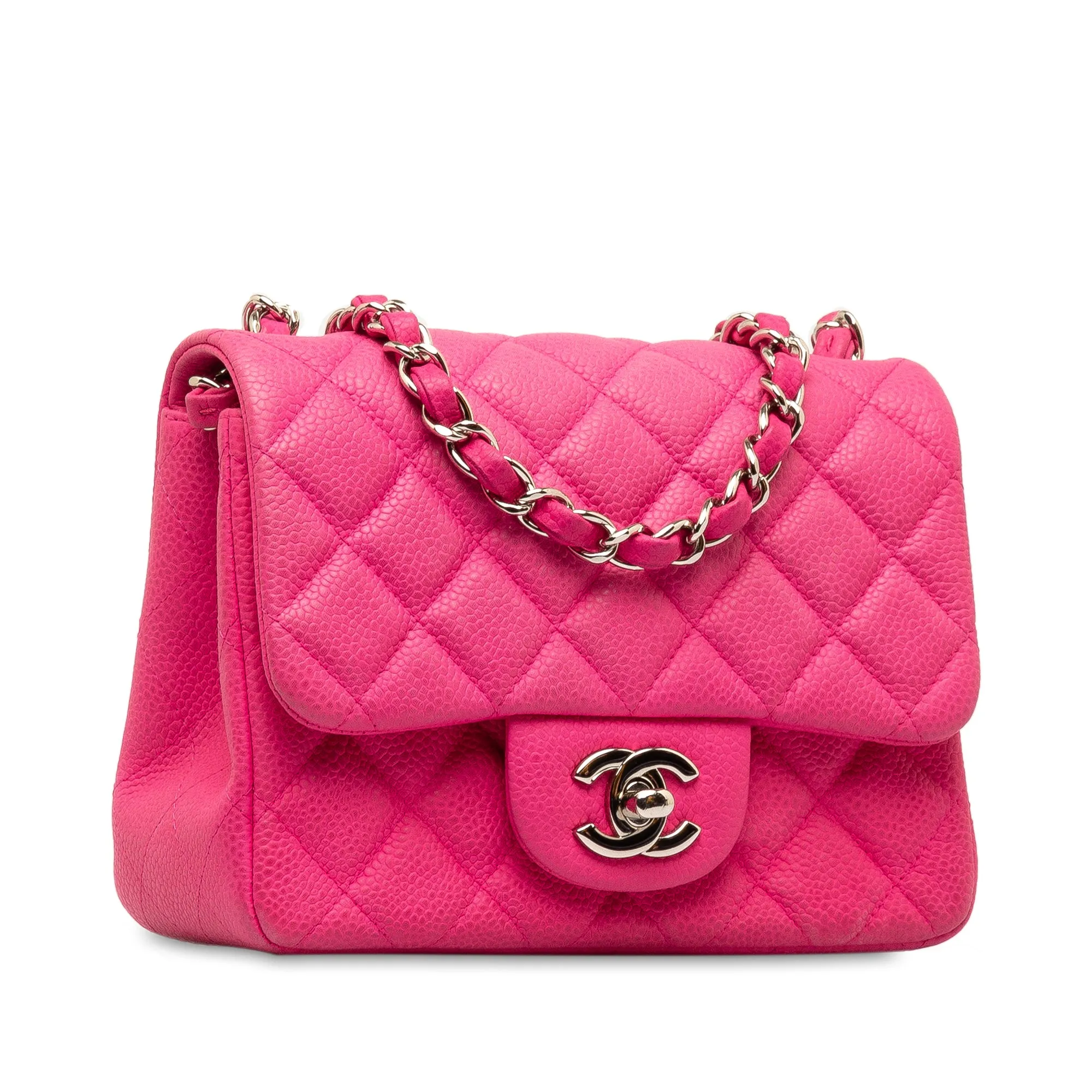 Chanel Classic Single Flap Mini Square Pink Caviar Gold