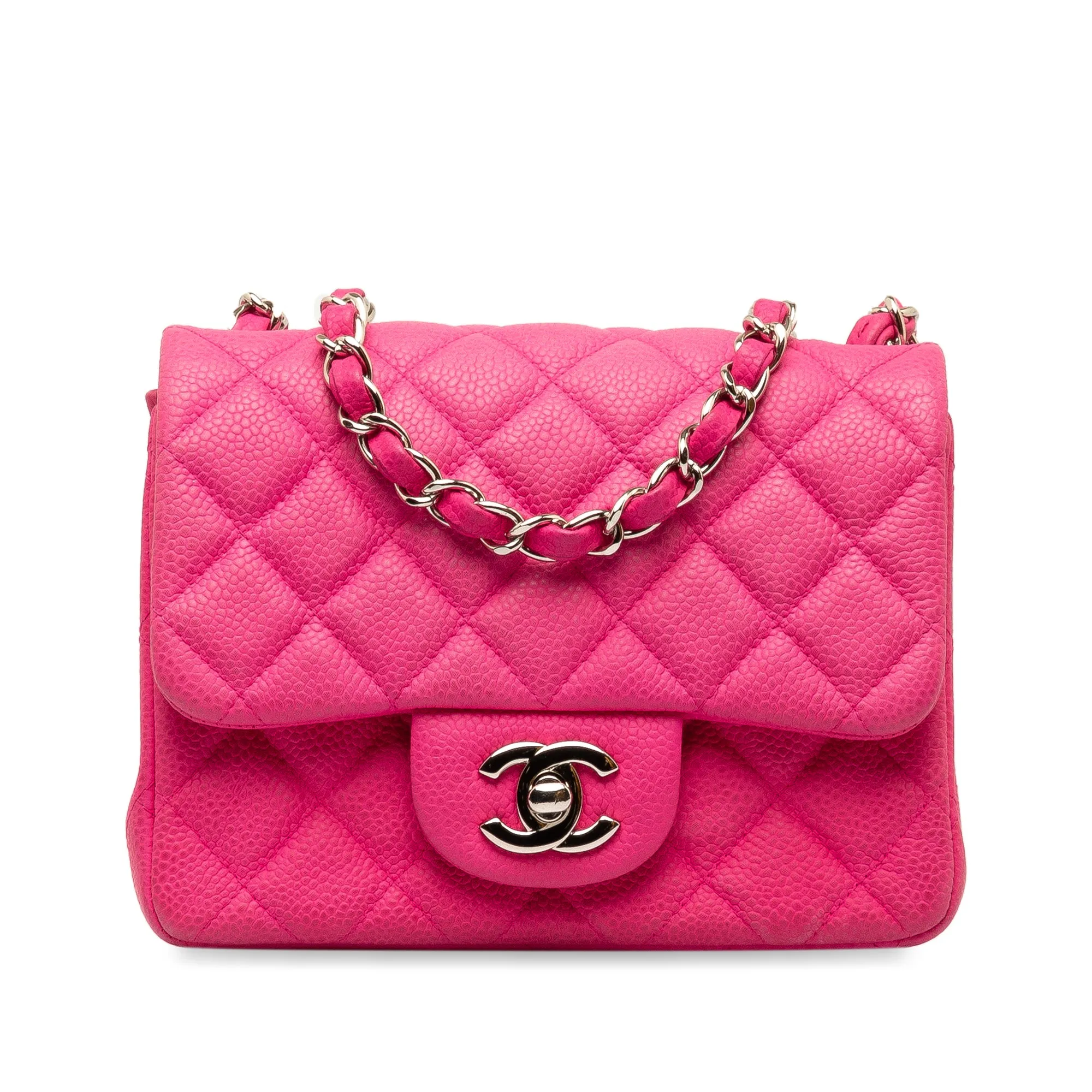 Chanel Classic Single Flap Mini Square Pink Caviar Gold