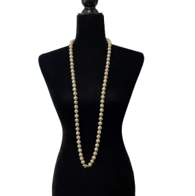 CHANEL - Vintage 96P CC Logo Turn Lock LONG Pearl / Gold Necklace