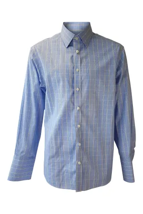 CHARLES TYRWHITT Blue and Yellow Checked Cotton Shirt (42/89)