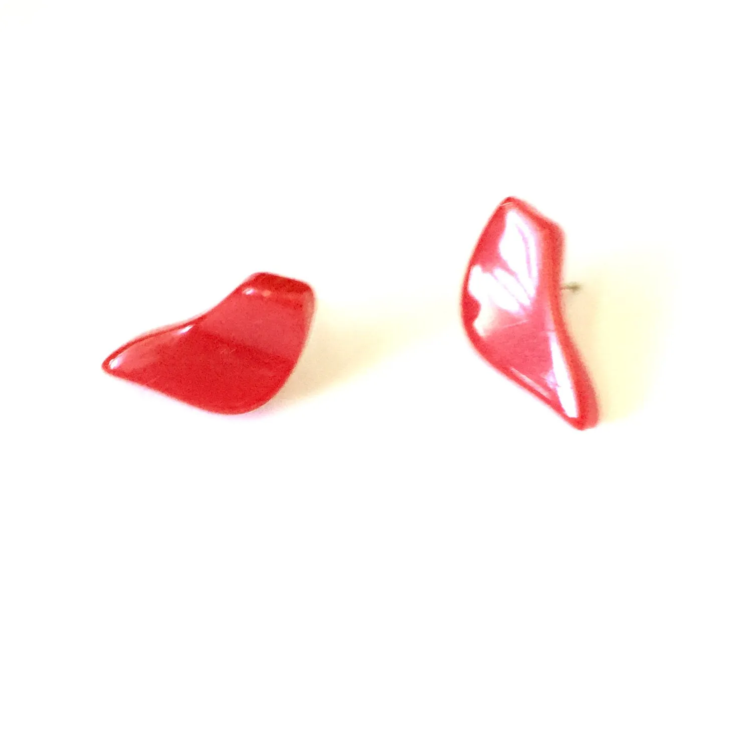 Cherry Red Bird Stud Earrings