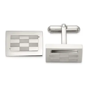 Chisel Stainless Steel Polished and Laser-cut Checkered Cuff Links