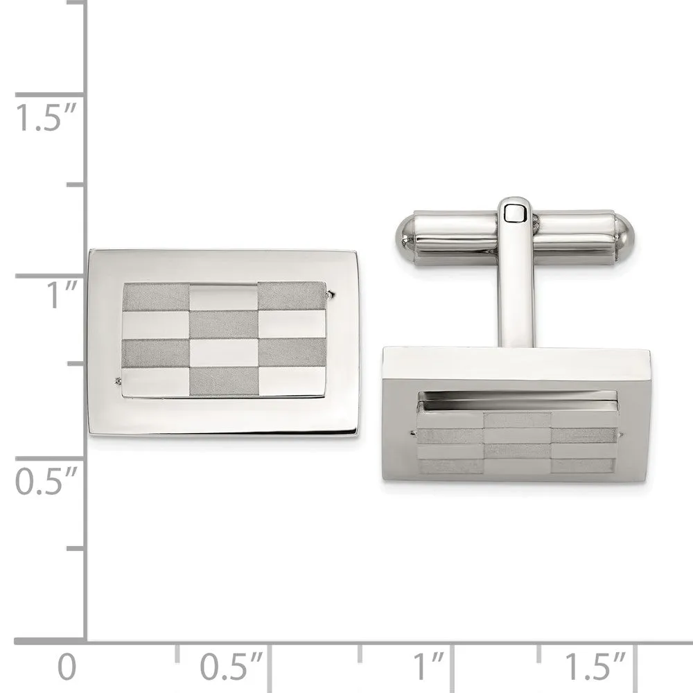 Chisel Stainless Steel Polished and Laser-cut Checkered Cuff Links