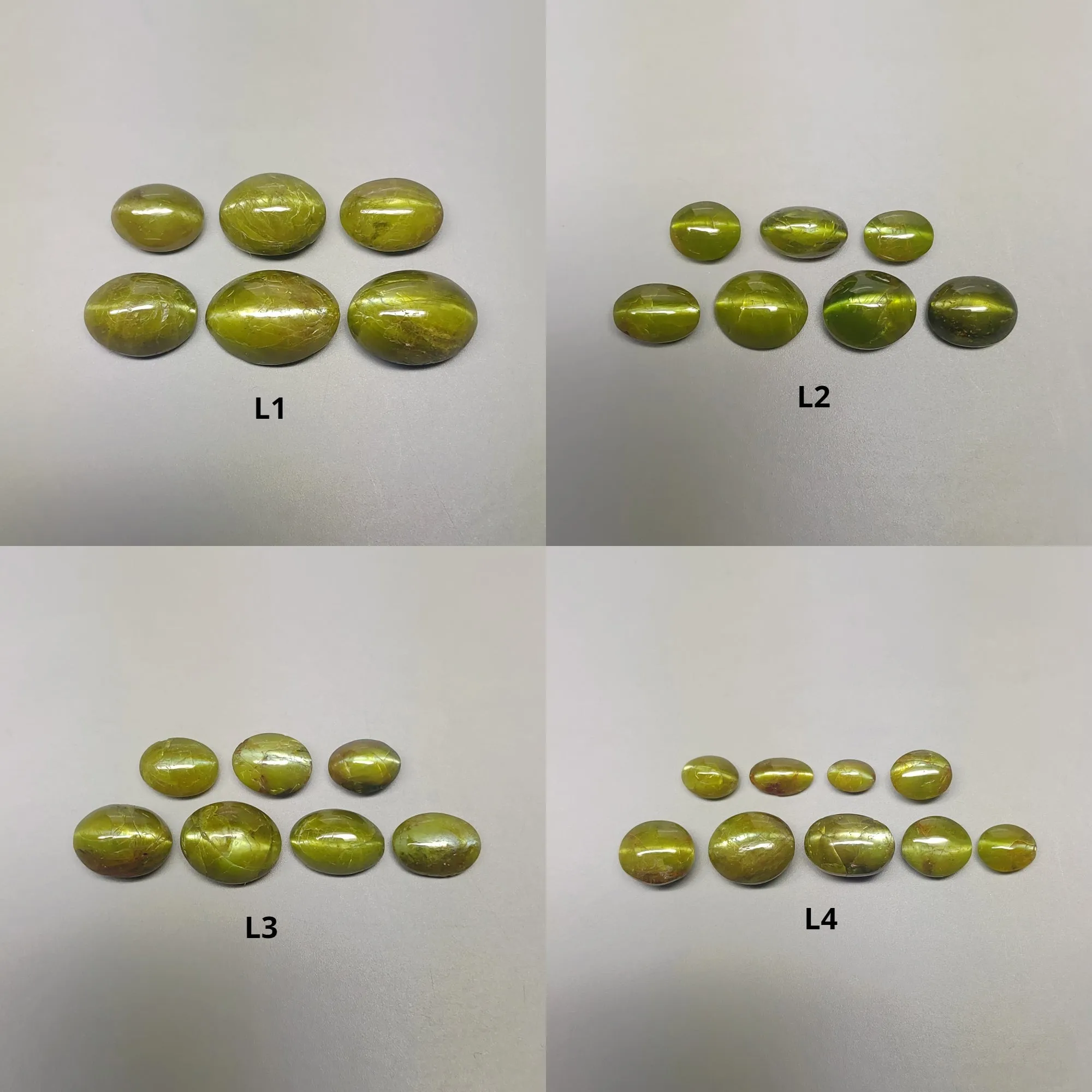 CHRYSOBERYL CAT'S EYE Gemstone Cabochon : Natural Untreated Unheated Cat's Eye Oval Shape 6pcs 7pcs & 9pcs